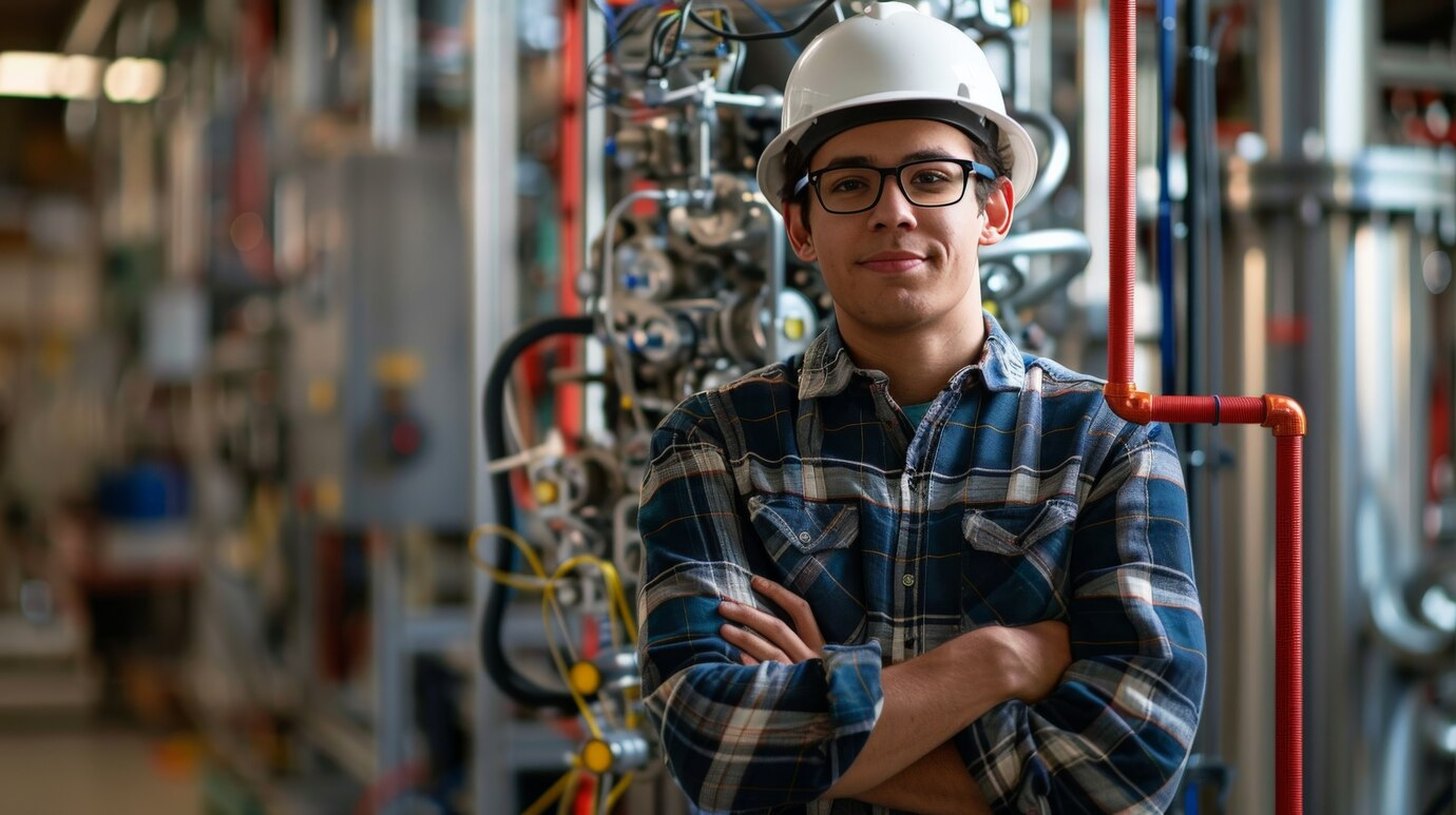 Portrait of a young asian engineer at work